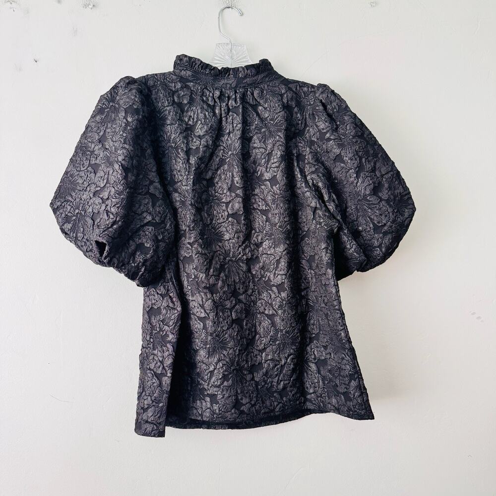 Sugarlips Arielle Jacquard Split Neck Top Black Women’s Size L - Picture 6 of 7
